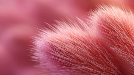 A captivating close-up image showcasing soft pink fur texture with gentle light reflections, creating an abstract and dreamy background perfect for artistic projects.の素材