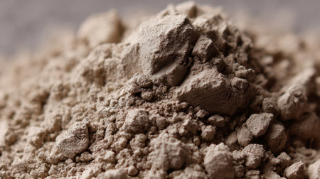 This close-up image showcases fine natural powder in neutral brown tones, perfect for various artistic and culinary projects, highlighting its unique texture and details.の素材