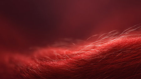 This image showcases a close-up view of a soft red textile texture, with gentle light and intricate fibers that create a warm and inviting atmosphere, perfect for design.の素材