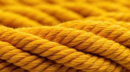 This close-up image captures the rich texture and vibrant color of yellow rope, perfect for representing DIY crafts, design projects, or artistic materials.の素材