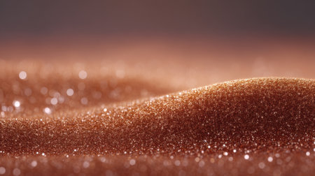 This captivating image showcases a close-up of shimmering copper glitter, creating a rich and elegant texture with a dreamy bokeh effect in the background.の素材