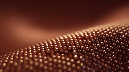 This image showcases a close-up view of metallic beads arranged uniformly on a soft fabric, illuminated by gentle light that enhances their luxurious shimmer and texture.の素材