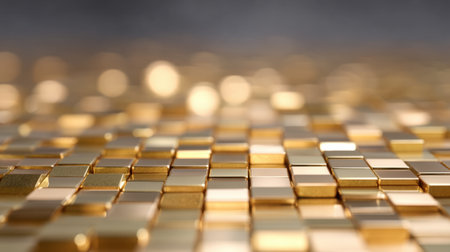 This captivating image features glimmering golden tiles that create a rich and luxurious background, perfect for adding elegance to any design project or creative work.の素材