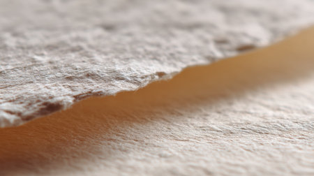 This close-up image captures the intricate texture of a paper edge, showcasing the delicate fibers and soft color transitions for artistic inspiration.の素材