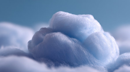 A whimsical representation of a soft blue cotton candy cloud, capturing delicate textures and ethereal qualities for dreamy art and serene backgrounds.の素材