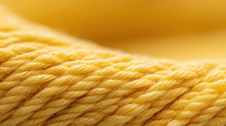 This close-up image features soft yellow yarn showcasing intricate twists and textures, perfect for inspiring creativity in various craft projects and decor ideas.の素材