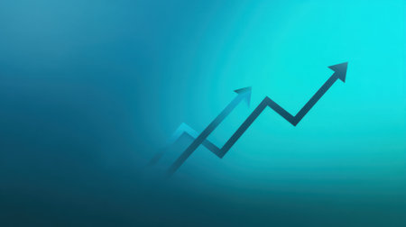 Modern abstract design featuring upward arrows symbolizing growth and progress. Ideal for themes related to business strategy, finance, and success motivation.の素材