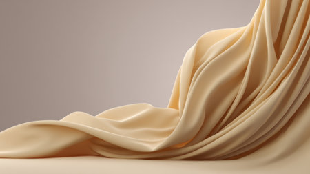 This image showcases elegant flowing fabric drapery against a soft background. The smooth texture and tranquil colors create a sophisticated atmosphere, ideal for artistic projects.の素材