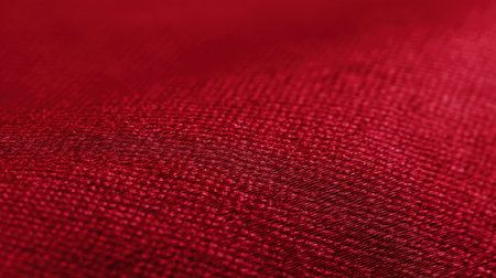 This image showcases a close-up of luxurious red fabric with intricate weaving, perfect for design, textile projects, or artistic inspiration. The vibrant color adds elegance.の素材