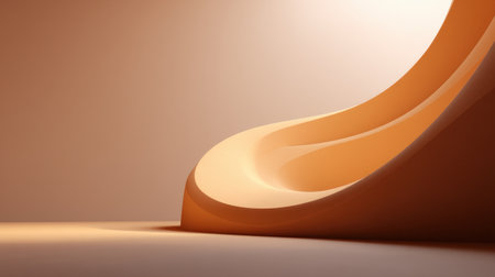 This image features abstract curved shapes in warm tones illuminated by soft lighting, creating a minimalistic atmosphere ideal for artistic and design projects.の素材