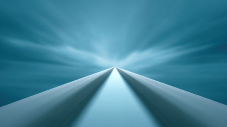 A captivating digital artwork depicting a serene pathway through soft clouds in calming blue tones. This piece symbolizes tranquility, freedom, and exploration.の素材