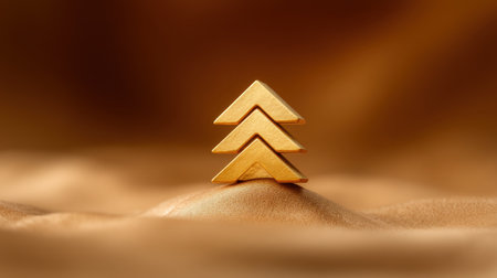 A stunning golden arrow design resting on a soft velvet surface, symbolizing growth and success. Perfect for conveying concepts of progress and achievement in various fields.の素材