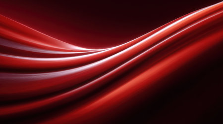 Captivating abstract image featuring smooth red waves that create an elegant and vibrant background, perfect for design projects that require a touch of luxury and sophistication.の素材