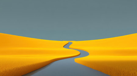A beautiful landscape featuring a winding river through golden fields under a clear sky, evoking a sense of peace and tranquility in nature's stunning simplicity.の素材