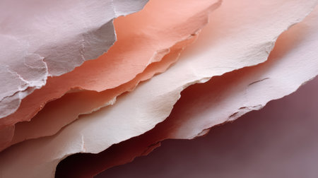 A close-up view of delicate layers of soft tissue paper in subtle peach and cream tones. Perfect for backgrounds in art, design concepts, and creative projects.の素材