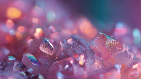 Explore the stunning beauty of colorful crystals capturing light in an abstract composition. A mesmerizing close-up reveals the intricate details and vibrant hues.の素材