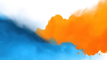 This artwork features dynamic splashes of blue and orange against a clean white backdrop, showcasing a modern aesthetic perfect for a variety of creative projects.の素材