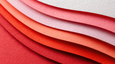 This image showcases smooth layers of various shades of red and pink textured paper, creating a vibrant and dynamic visual perfect for artistic projects and design use.の素材