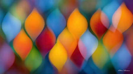 A stunning vibrant bokeh background showcasing colorful swirls in a blend of orange, blue, green, and red. Perfect for abstract art, modern designs, or creative projects.の素材