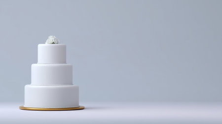 A stunning three-tier wedding cake featuring a smooth white finish and a delicate flower on top, perfect for celebrating special moments and joyful occasions.の素材