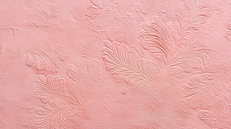 A visually appealing soft pink textured background with delicate feather patterns, perfect for creative projects and adding warmth to any space. Ideal for decoration.の素材