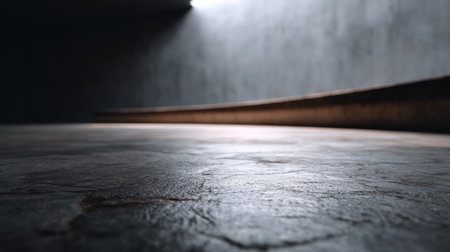 A serene and minimalist interior featuring a polished concrete floor, accentuated by soft natural light. This artistic space invites a sense of calm and modern design.の素材