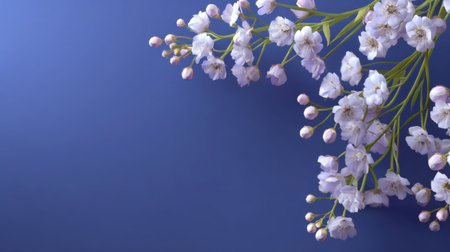 A stunning composition of delicate flowers against a gentle purple background, capturing the essence of natureの素材