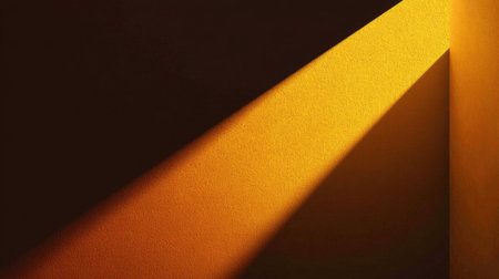 This image showcases a captivating play of light and shadow on a textured wall, blending warm hues of yellow and brown for a tranquil atmosphere and modern appeal.の素材