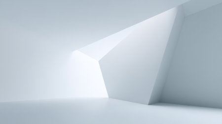 A serene minimalist interior featuring sharp angles and soft light, perfect for creative projects, design inspiration, or as a unique background for art.の素材