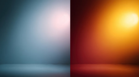 This vibrant gradient background features a stunning blend of blue and orange hues with soft lighting, perfect for modern design projects and creative applications.の素材