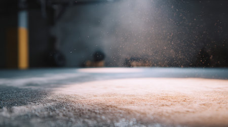 A serene close-up depicting dust particles dancing in soft light, creating an ethereal and tranquil atmosphere. Perfect for enhancing any artistic or industrial theme.の素材