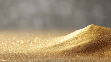 This beautiful close-up captures a golden sand dune with shimmering sparkles, creating an enchanting and serene atmosphere for design projects or art.の素材