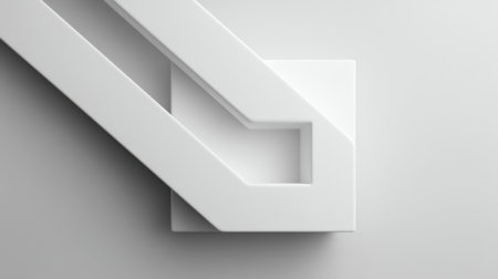 This minimalist image features a white geometric design with angular shapes creating a smooth surface, ideal for modern aesthetics in interior design or graphic projects.の素材