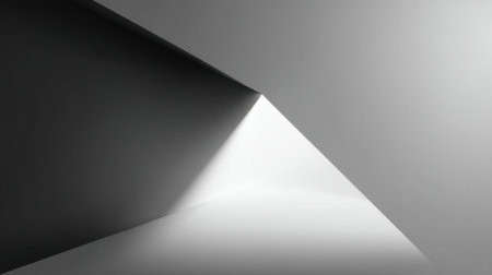 This abstract image features a striking interplay of light and shadow, emphasizing geometric shapes in a minimalistic design. Ideal for artistic projects and modern themes.の素材