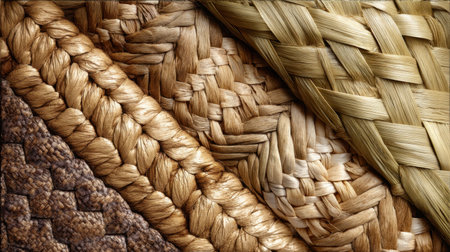 Explore a collection of beautiful woven textures in shades of brown and beige, perfect for crafting, design projects, or home decor inspirations.の素材