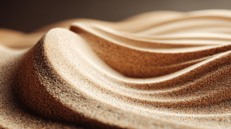 Captivating image of textured sand waves with soft curves and warm tones, showcasing the beauty of natural patterns in a serene desert landscape.の素材