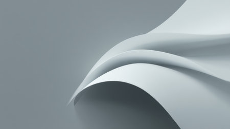 This image features elegant soft curves of paper in a minimalist design, showcasing smooth textures and a subtle gray background, perfect for modern aesthetics.の素材