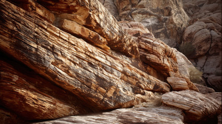 A captivating rock formation showcasing intricate textures and warm tones in a desert landscape. Ideal for nature lovers and geological enthusiasts, this image highlights the beauty of earth's natural artwork.の素材