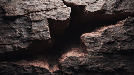 A stunning close-up view of a rugged rock surface showcasing intricate cracks and natural textures, perfect for projects related to geology, nature, and exploration.の素材