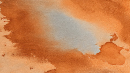 This abstract watercolor background features warm orange tones blended with cool blue shades, providing a versatile and artistic backdrop for creative projects.の素材