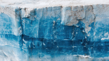This captivating image showcases the intricate textures of a blue ice glacier, highlighting its unique patterns and the beauty of nature in a stunning outdoor setting.の素材