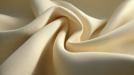 A close-up shot of soft beige fabric, highlighting its gentle folds and smooth texture, perfect for showcasing applications in fashion, decor, and design projects.の素材