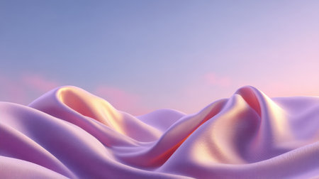 Ethereal silk fabric flows elegantly against a soft pastel sky, creating a soothing and tranquil atmosphere perfect for artistic projects and designs.の素材