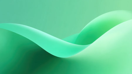This abstract image features soft curves in various shades of green, creating a tranquil and serene atmosphere, ideal for backgrounds and modern design projects.の素材
