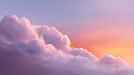 A stunning display of a serene sunset sky showcasing soft clouds in shades of purple and pink. The tranquil atmosphere evokes a sense of calm and beauty.の素材