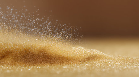 Delicate golden dust particles create a stunning visual effect, evoking beauty and elegance. This close-up shot is perfect for various artistic and design projects.の素材