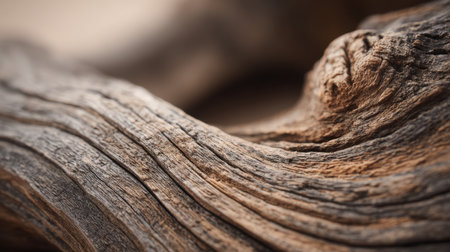 An artistic close-up image of weathered driftwood showcasing intricate textures and rich brown tones, perfect for nature-inspired projects and artistic designs.の素材
