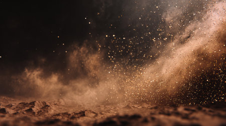 A mesmerizing view of cosmic dust and particles gently floating in the expanse of space, creating a captivating backdrop suitable for fantasy and science themes.の素材