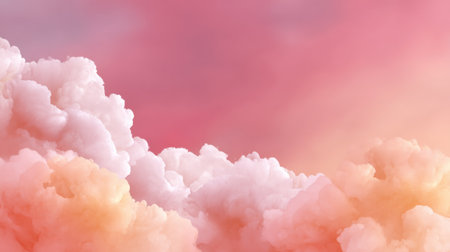A stunning view of soft cotton candy clouds illuminated by a pastel sunrise, creating a serene and tranquil atmosphere perfect for design and artistic projects.の素材