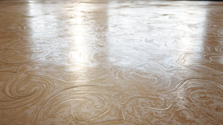A close-up view of an elegant swirl pattern with a glossy finish on a decorative surface, ideal for interior design inspiration and home decor projects.の素材